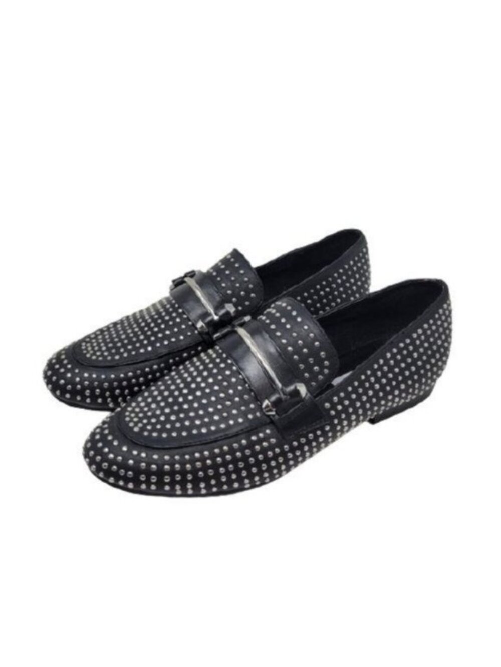 Steve Madden Kast Studded Loafer Flat Black Silver